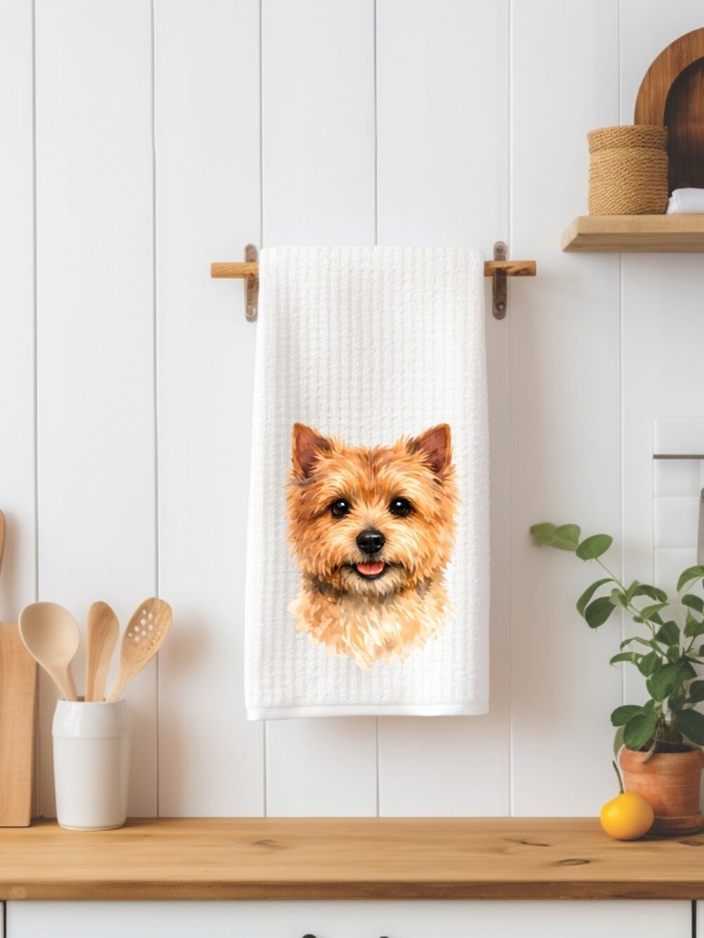 Norwich Terrier Dog Waffle Weave Decorative Kitchen Tea Towel